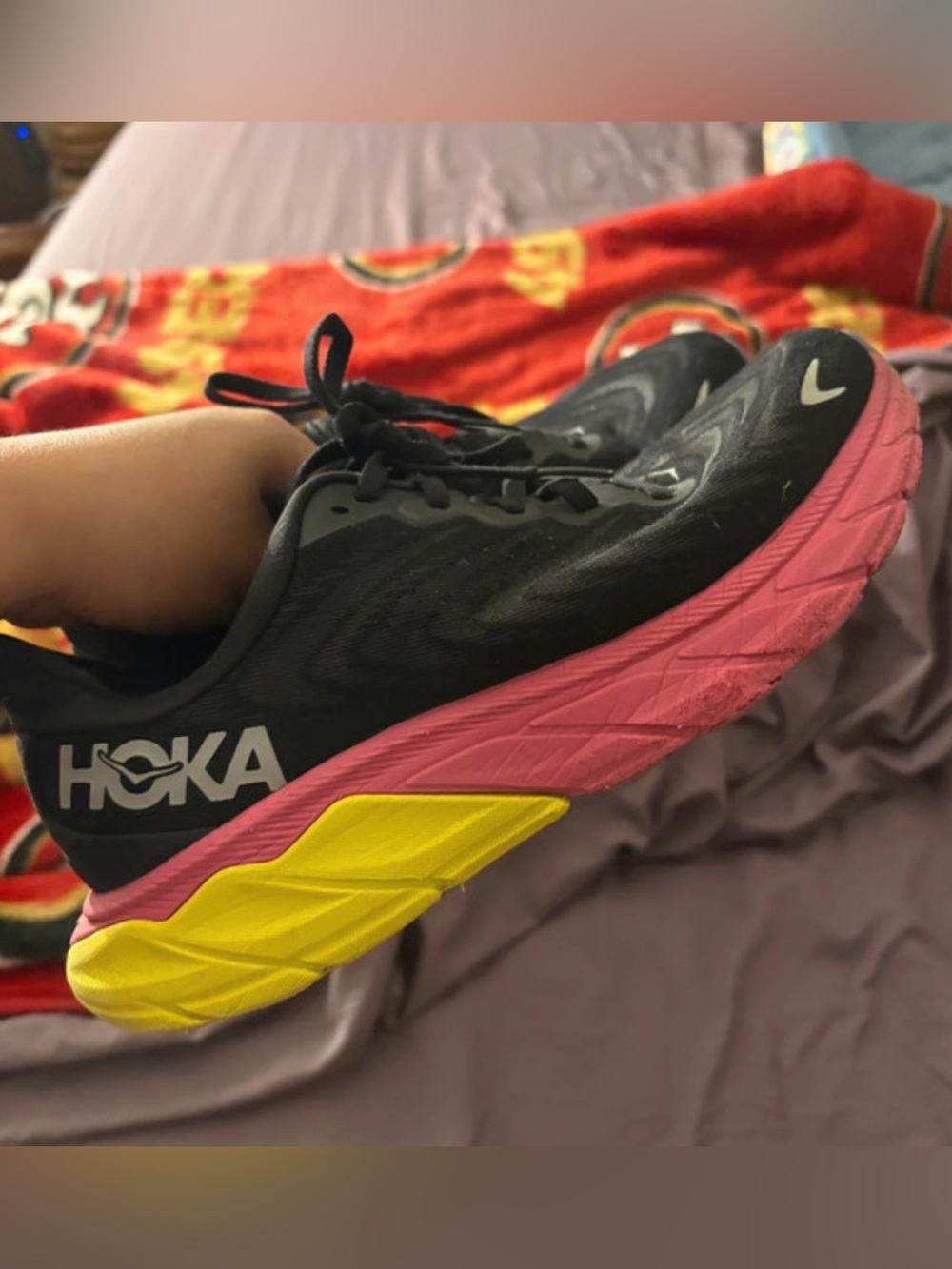 Hoka Black Pink Yellow Women's Running Shoes